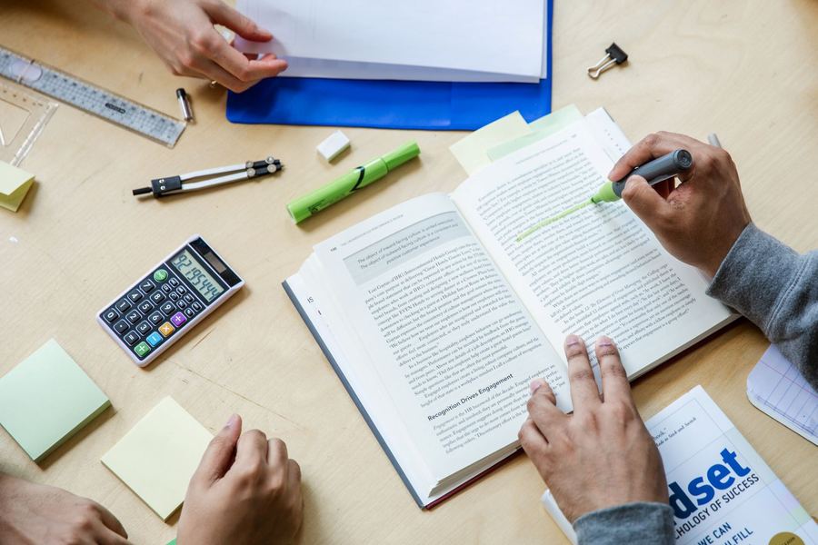 Student studying for a high school equivalency exam