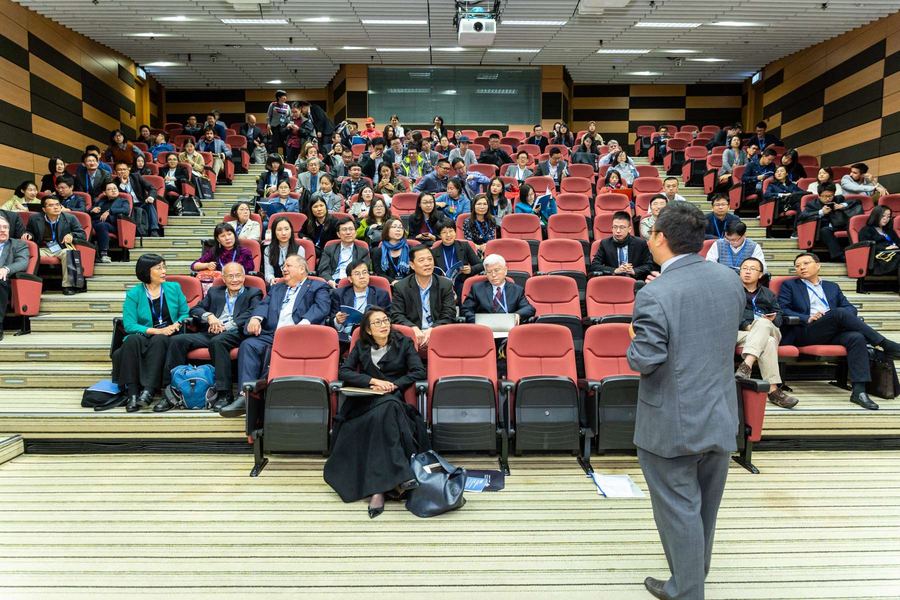 Students at a college grants information session